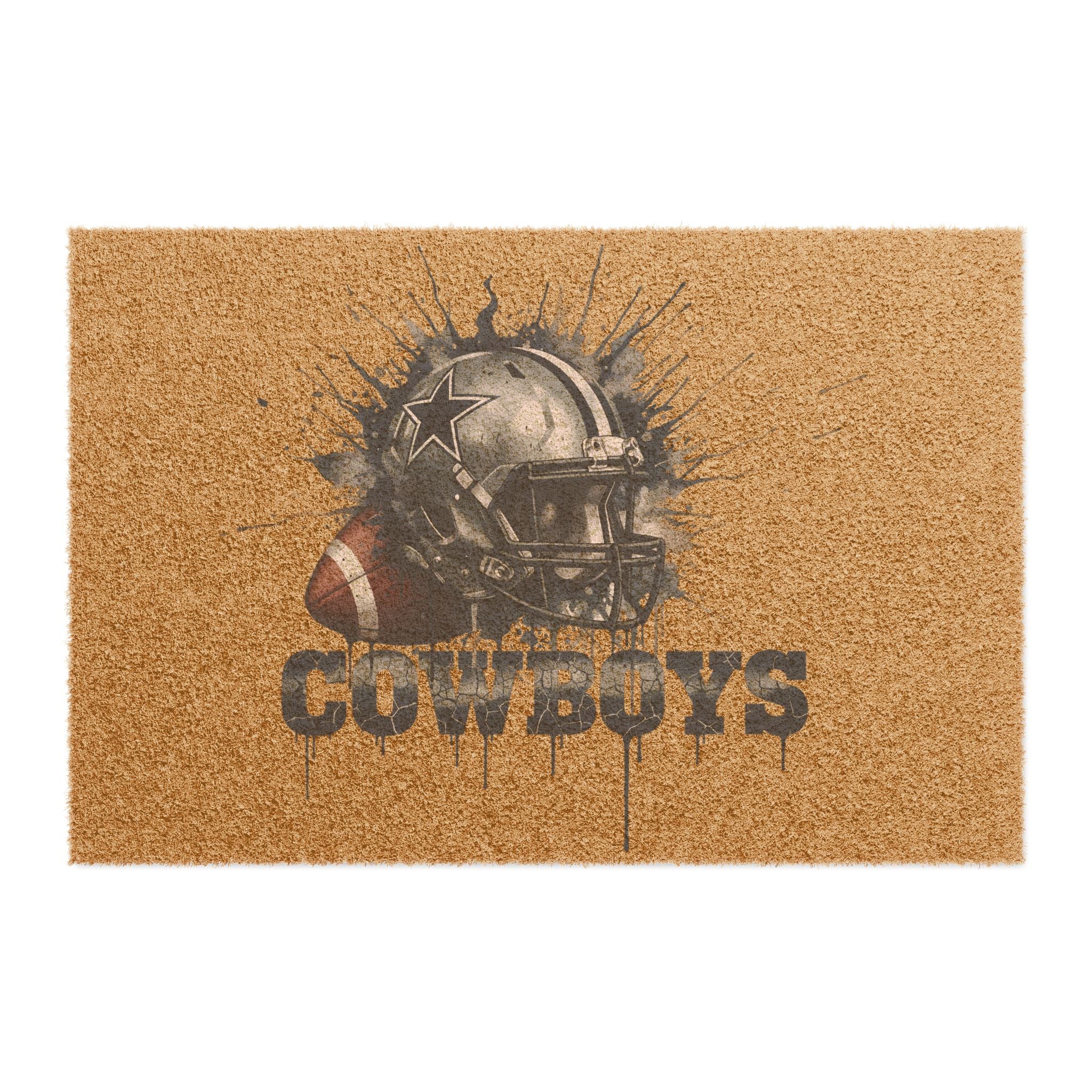 Cowboys Football Doormat — Outdoor Team Welcome Mat with Helmet Design